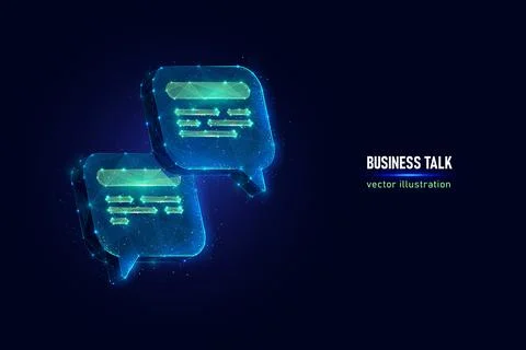 Speech bubbles low poly vector illustration Stock Illustration