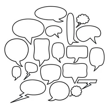 Speech bubbles messages icons square frame and birthday elements vector Stock Illustration