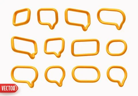 Speech bubbles. Minimal set of chat dialog bubble line Icons. Realistic 3d de Illustrazione stock