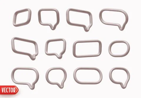 Speech bubbles. Minimal set of chat dialog bubble line Icons. Realistic 3d de Illustrazione stock