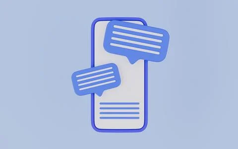 Speech bubbles on mobile phone with alert notice, Reminder chat message Stock Illustration