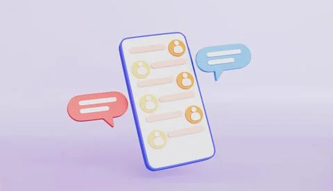 Speech bubbles on mobile phone, Comment chat message on social media Stock Illustration