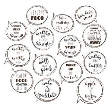 Speech bubbles with motivation quotes. Stock Illustration