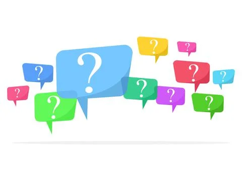 Speech bubbles with multicolored question marks vector Illustrazione stock