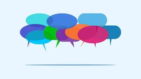 Speech bubbles or colorful text bubbles. Opinion concept. Meeting to propose  Stock Illustration