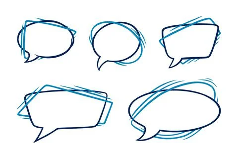 Speech bubbles in oval and rectangular shapes. Outline speech boxes isolated in Stock Illustration