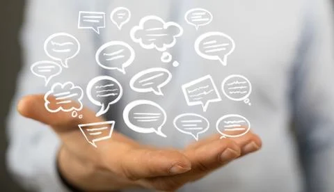 Speech bubbles. People Chatting. Vector illustration of a communication conce Stock Photos