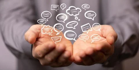 Speech bubbles. People Chatting. Vector illustration of a communication conce Stock Photos