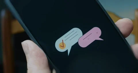 Speech bubbles pop up one after another, online messaging concept, presentation Stock Footage 313497995