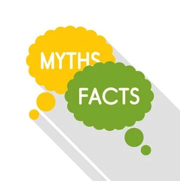 Speech bubbles presenting myths and facts concept Stock Illustration
