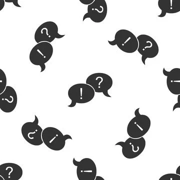 Speech bubbles with Question and Exclamation marks icon seamless pattern on Stock Illustration
