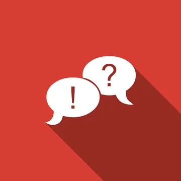 Speech bubbles with Question and Exclamation marks icon isolated with long 库存插图