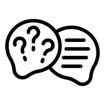 Speech bubbles with question marks and text icon Stock Illustration