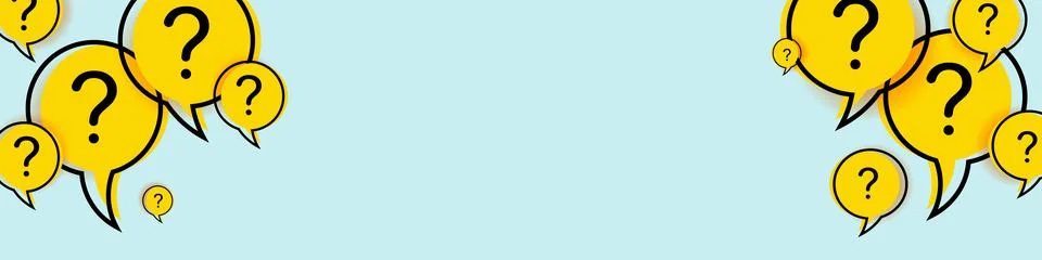 Speech bubbles with question marks on a blue background. Abstract vector  Stock Illustration