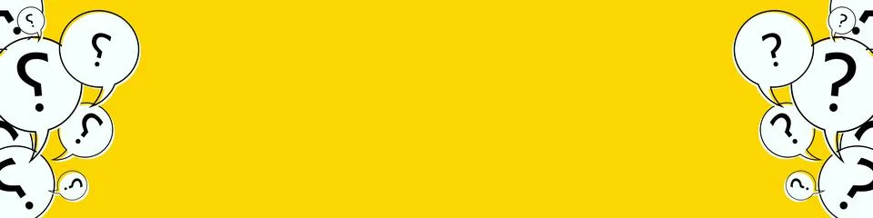 Speech bubbles with question marks on a yellow background. Abstract vector  Illustrazione stock