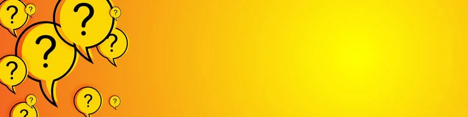 Speech bubbles with question marks on a yellow background. Abstract vector  Stock Illustration