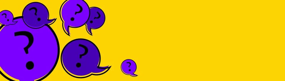 Speech bubbles with question marks on a yellow background. Abstract vector  Stock Illustration