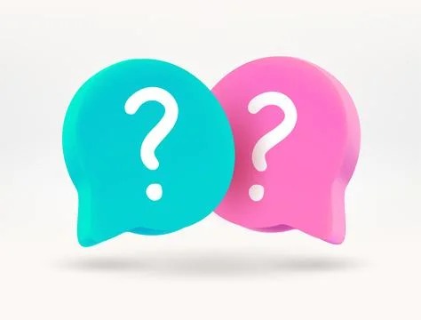 Speech bubbles with question sign. Discussion concept. 3d vector illustration Illustrazione stock