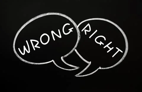Speech bubbles for right and wrong Foto stock