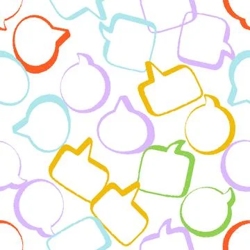 Speech Bubbles Seamless Pattern. Vector seamless dithering pixel style patter Stock Illustration
