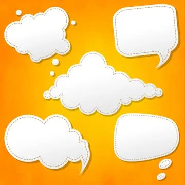 Speech bubbles set and orange background Stock Illustration