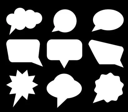 Speech bubbles set. Blue Vector icons isolated. Thought , speech bubble. Drea Stock Illustration