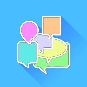 Speech Bubbles Set of Colorful Speech Bubbles Isolated on Blue Background ... Stock Photos