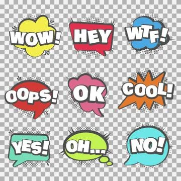 Speech bubbles set, Halftone shadows, vector illustration Illustrazione stock