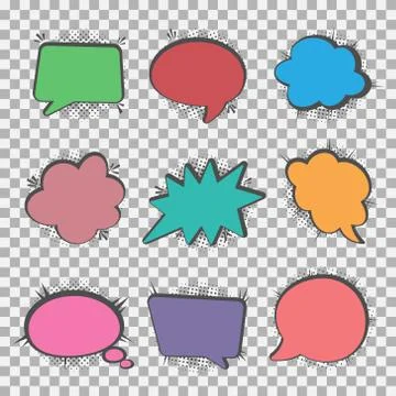 Speech bubbles set, Halftone shadows, vector illustration Stock Illustration