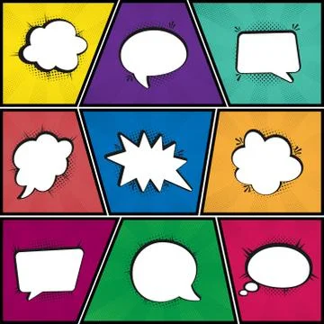 Speech bubbles set, Halftone shadows, vector illustration Stock Illustration