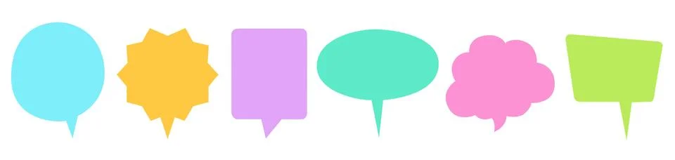 Speech Bubbles Set of Inverted Rectangle Distorted Circle and Square Blank 스톡 일러스트