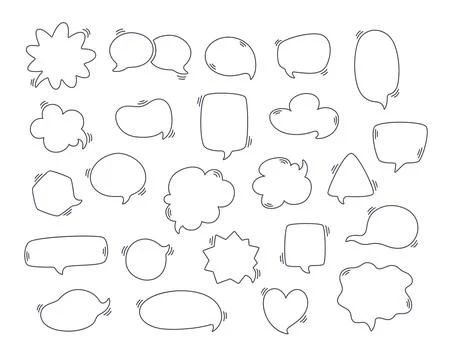 Speech bubbles set. Outline text bubbles, comic speech bubble Stock-Illustration