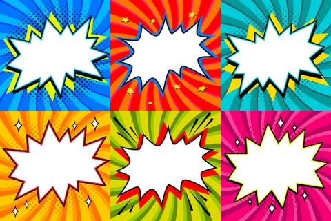 Speech bubbles set. Pop art styled blank speech bubbles template Stock Illustration