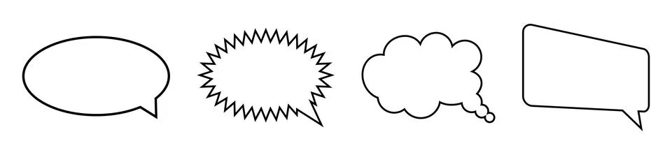 Speech bubbles set. Speech balloon and cloud speech bubbles Illustrazione stock