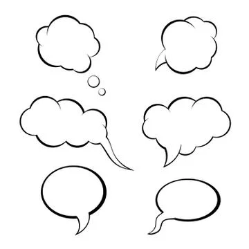 Speech bubbles set, think bubble. Stock Illustration