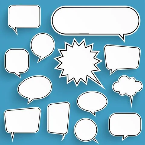 Speech bubbles with shadow collection Stock Illustration