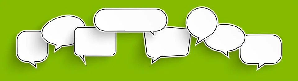 Speech bubbles with shadow row Stock Illustration