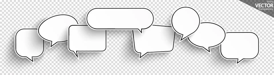Speech bubbles with shadow row Stock Illustration