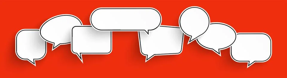 Speech bubbles with shadow row Stock Illustration