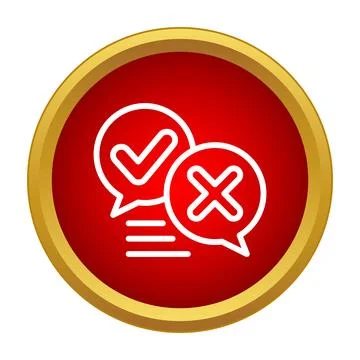 Speech bubbles showing decision choices with checkmark and cross Stock Illustration