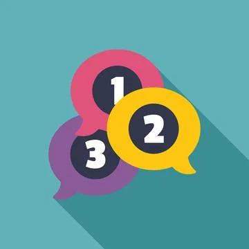 Speech bubbles showing numbers one two three representing data driven marketing Stock Illustration