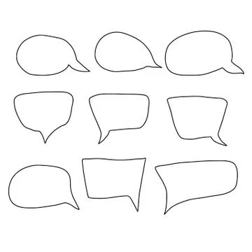 Speech bubbles sketch isolated on white background. Collection of  chat eleme Stock Illustration