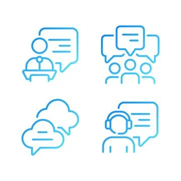 Speech bubbles in spheres pixel perfect gradient linear vector icons set イラスト素材