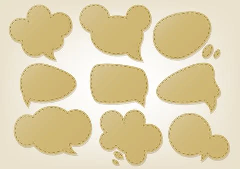 Speech Bubbles Stitched Sets, Vector Illustration Stock Illustration