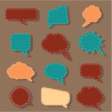 Speech bubbles tag sticker set, chat dialog background. Vector symbols signs Stock Illustration