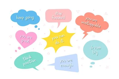 Speech bubbles for teens, motivation messages 스톡 일러스트