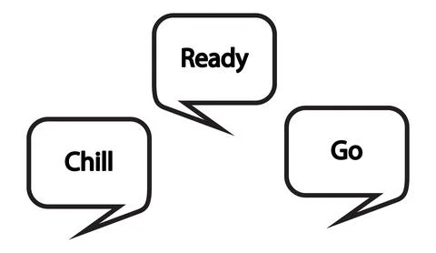 Speech bubbles with text chill ready go vector illustration black and white Stock Illustration