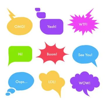 Speech bubbles with text vector illustrations set イラスト素材