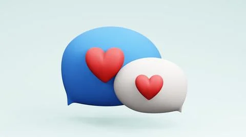 Speech bubbles thinking balloon with heart Infographic design 3d rendering 스톡 일러스트