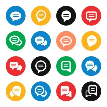 Speech bubbles trendy colourful vector icon set Stock Illustration